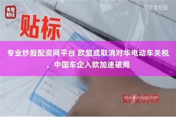 专业炒股配资网平台 欧盟或取消对华电动车关税，中国车企入欧加速破局