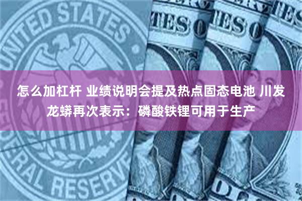 怎么加杠杆 业绩说明会提及热点固态电池 川发龙蟒再次表示:磷酸铁锂可用于生产